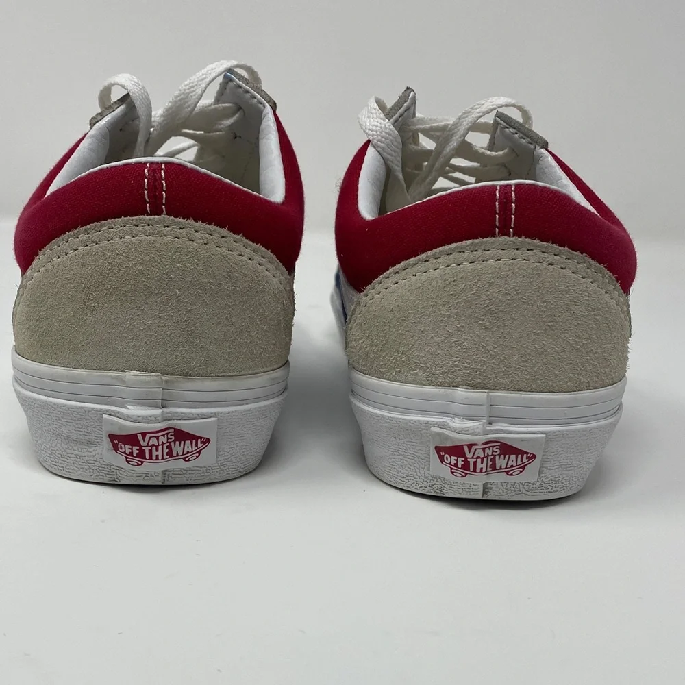 Vans Men's Old Skool  Sneakers in Red, Blue, and White Size 5